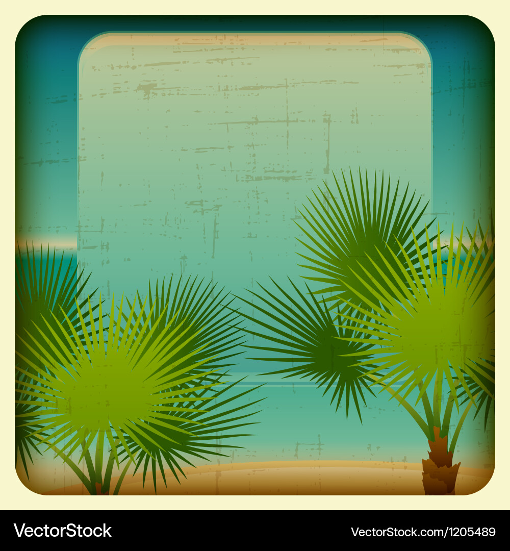 Retro background with seaside and palm trees Vector Image