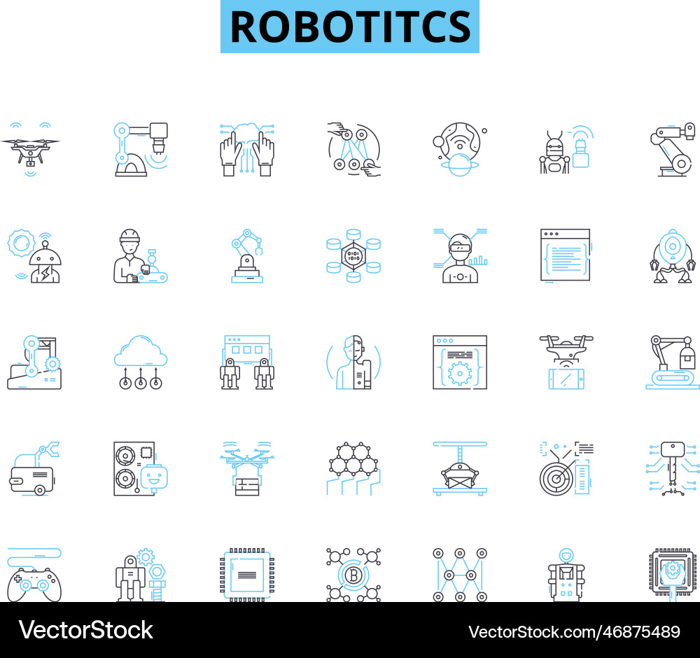 Robotitcs linear icons set automation Vector Image