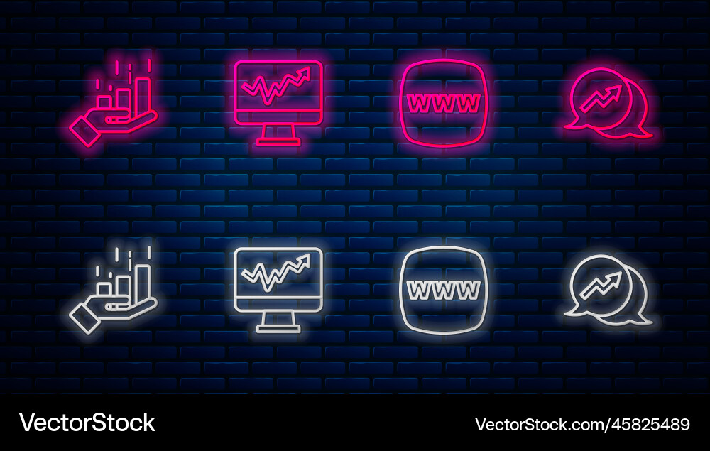 Set line monitor with graph chart website Set line monitor with graph chart website Vector Image