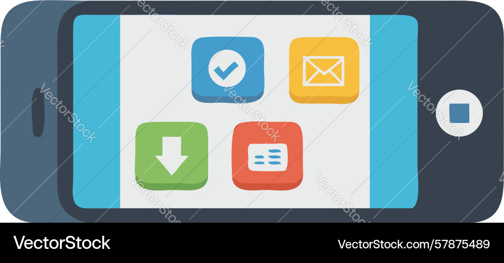 Smartphone displaying diverse app icons interface Vector Image