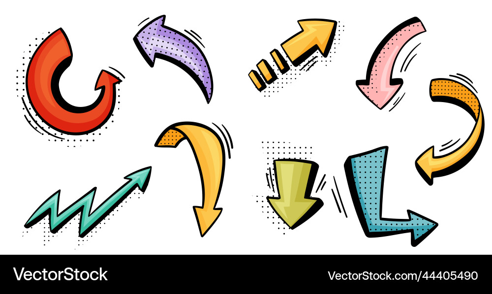 Arrow and lightning flash with pointed end doodle Arrow and lightning flash with pointed end doodle Vector Image