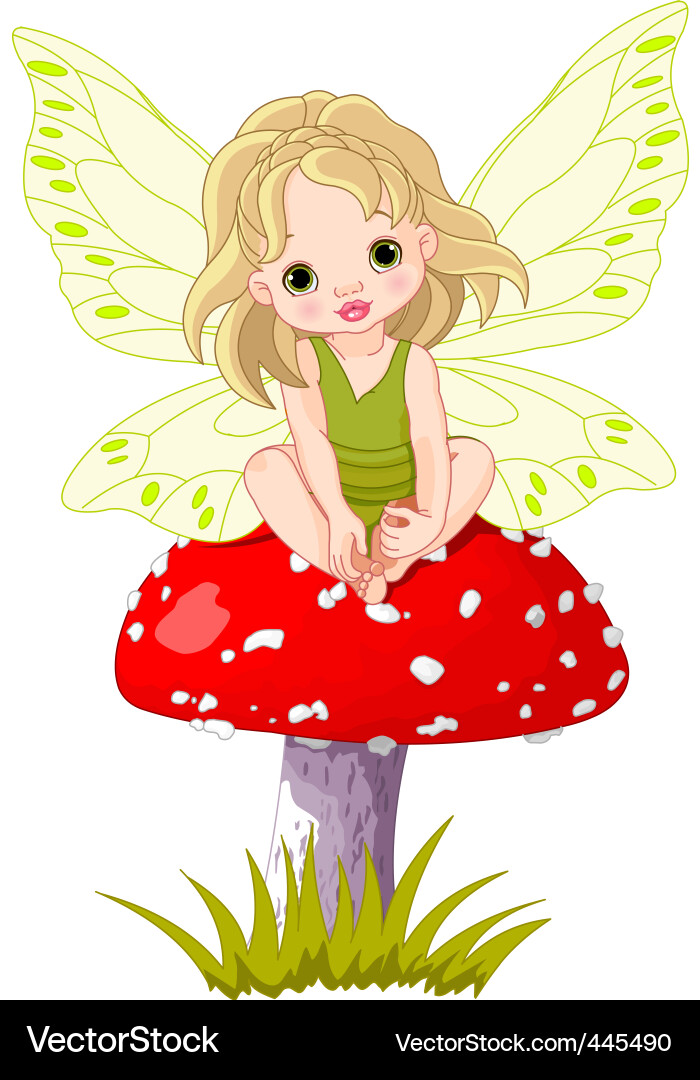 Baby fairy on the mushroom vector image