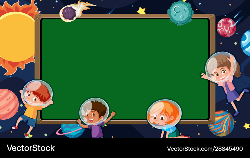Border template with space theme in background Border template with space theme in background Vector Image