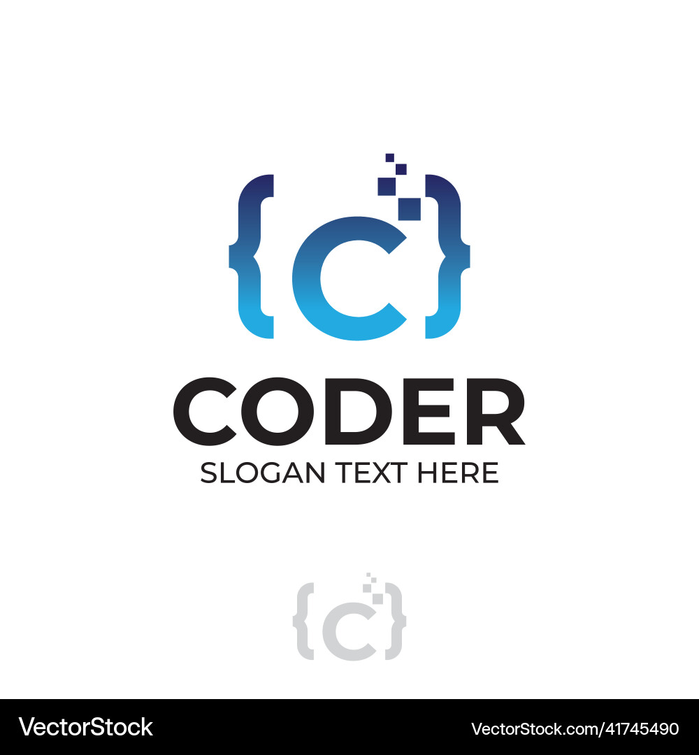 Digital code logo with letter c design coding Digital code logo with letter c design coding Vector Image
