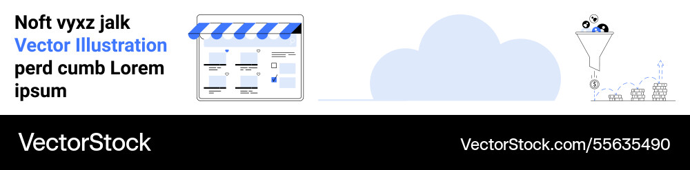 Online storefront with cloud connection and data Vector Image