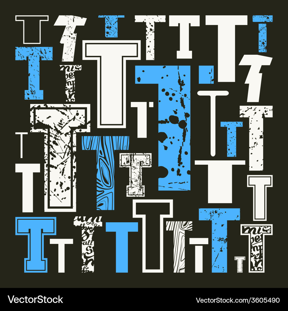 Set versions of letters t vector image
