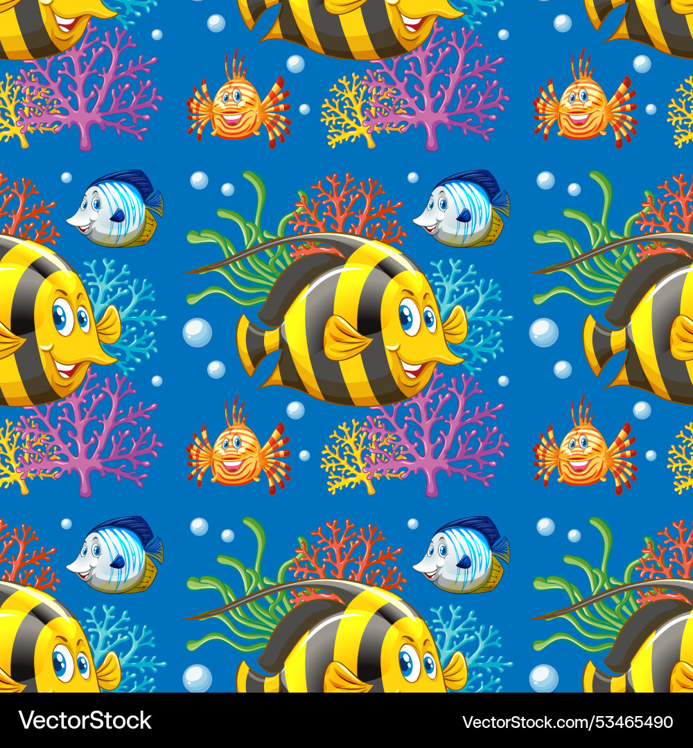 Vibrant Fisch und Koralle in nahtlosem Design Vibrant Fisch und Koralle in nahtlosem Design Vektorbild