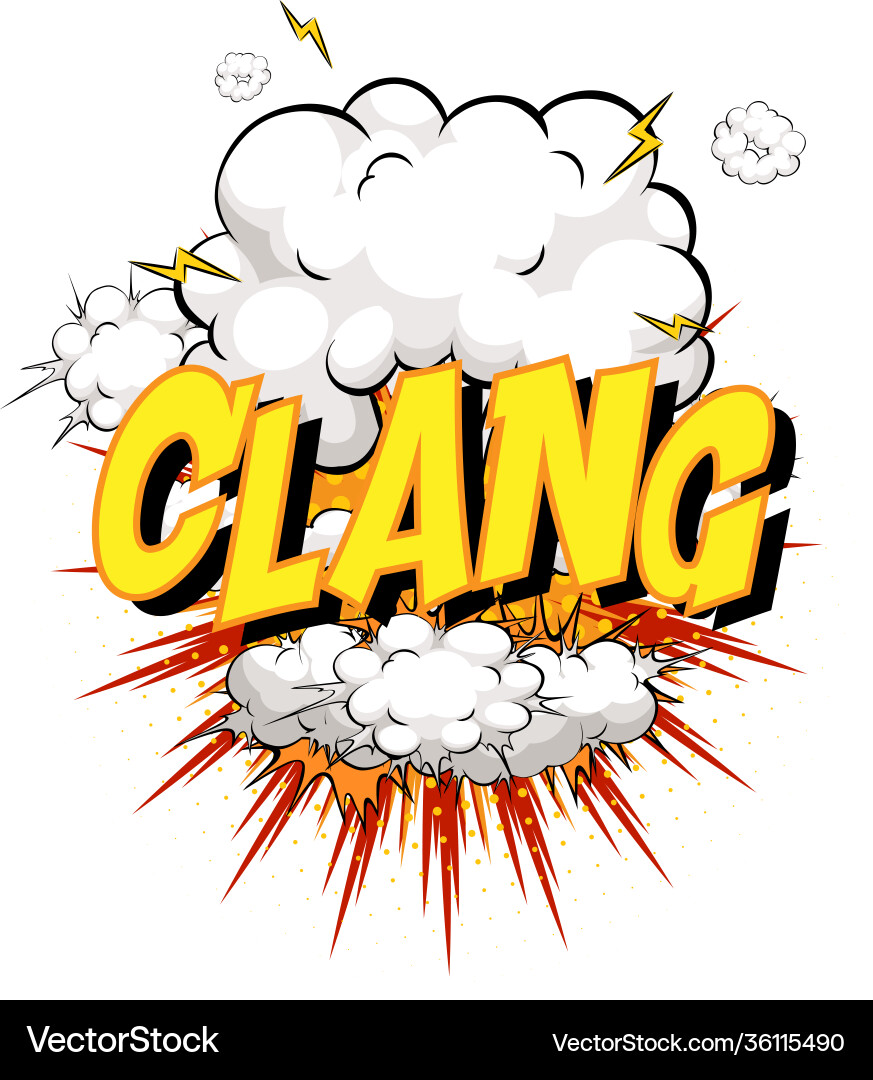 Word clang on comic cloud explosion background vector image