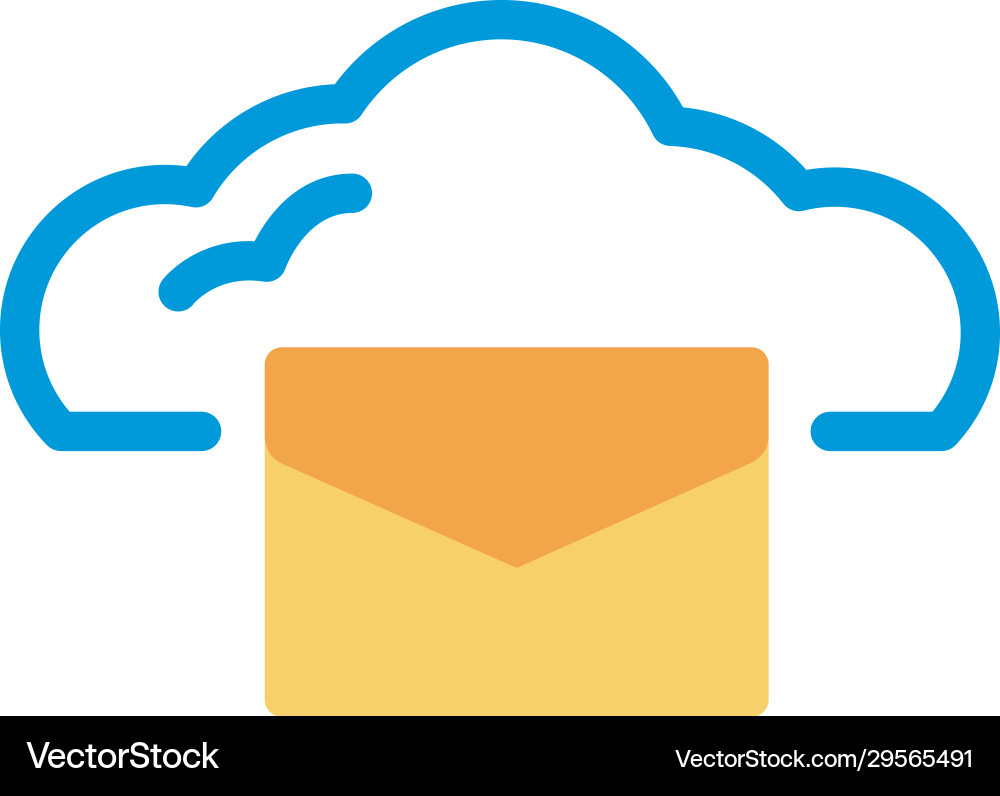 Cloud computing with envelope lineal color style Vector Image
