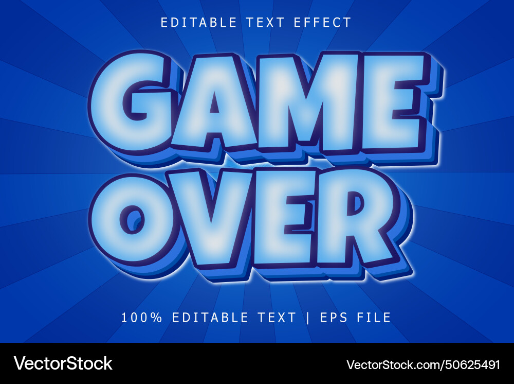 Game over editable text effect 3 dimension emboss Game over editable text effect 3 dimension emboss Vector Image