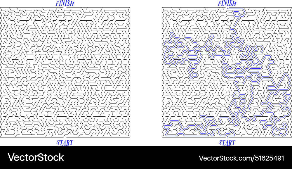 Huge square labyrinth with triangular cell maze Huge square labyrinth with triangular cell maze Vector Image