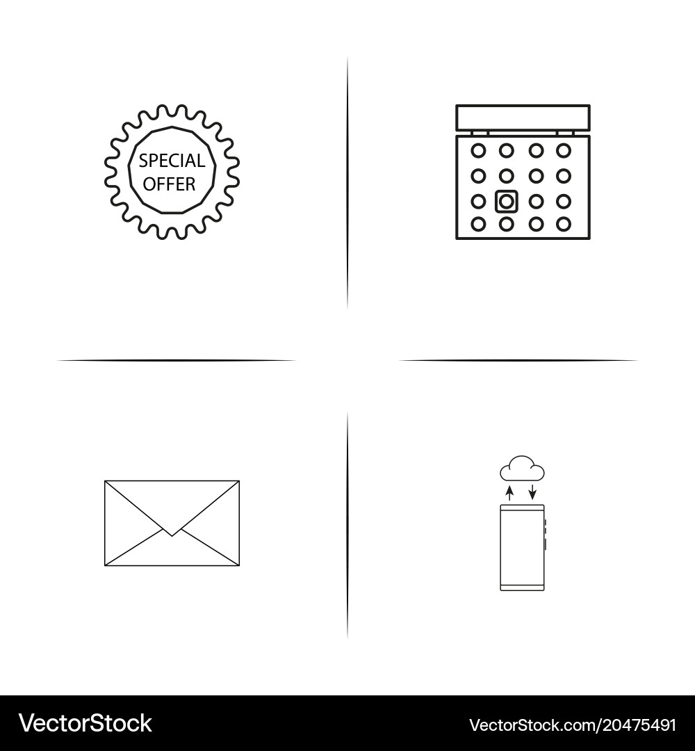 Internet technologies simple linear icons set Vector Image