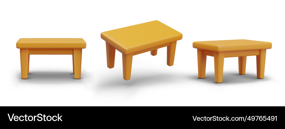 Realistic yellow table set of models at different Vector Image