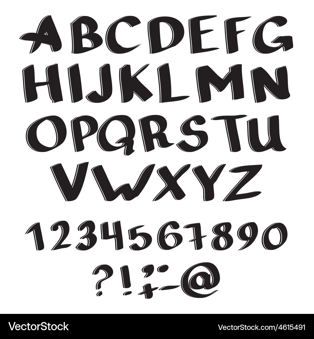 Set of letters and numbers Vector Image