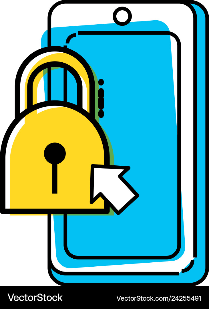 Smartphone device with safe secure padlock Vector Image