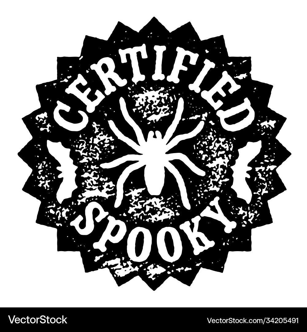 Spooky Halloween Stamp with Spider Vector Image