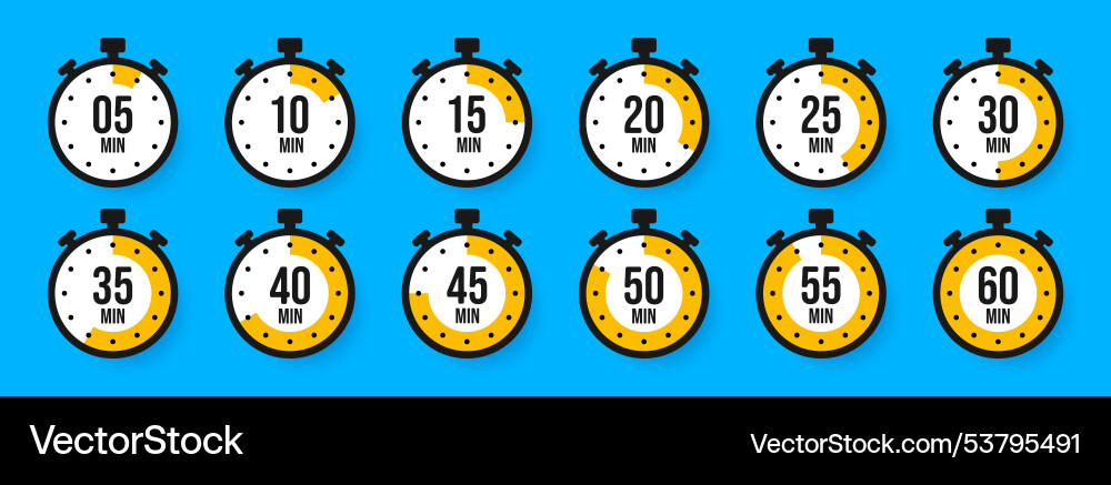 Stopwatch icons colorful simple chronometer time Stopwatch icons colorful simple chronometer time vector image