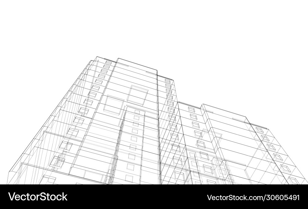 Wire-frame model a multi-storey building Wire-frame model a multi-storey building Vector Image