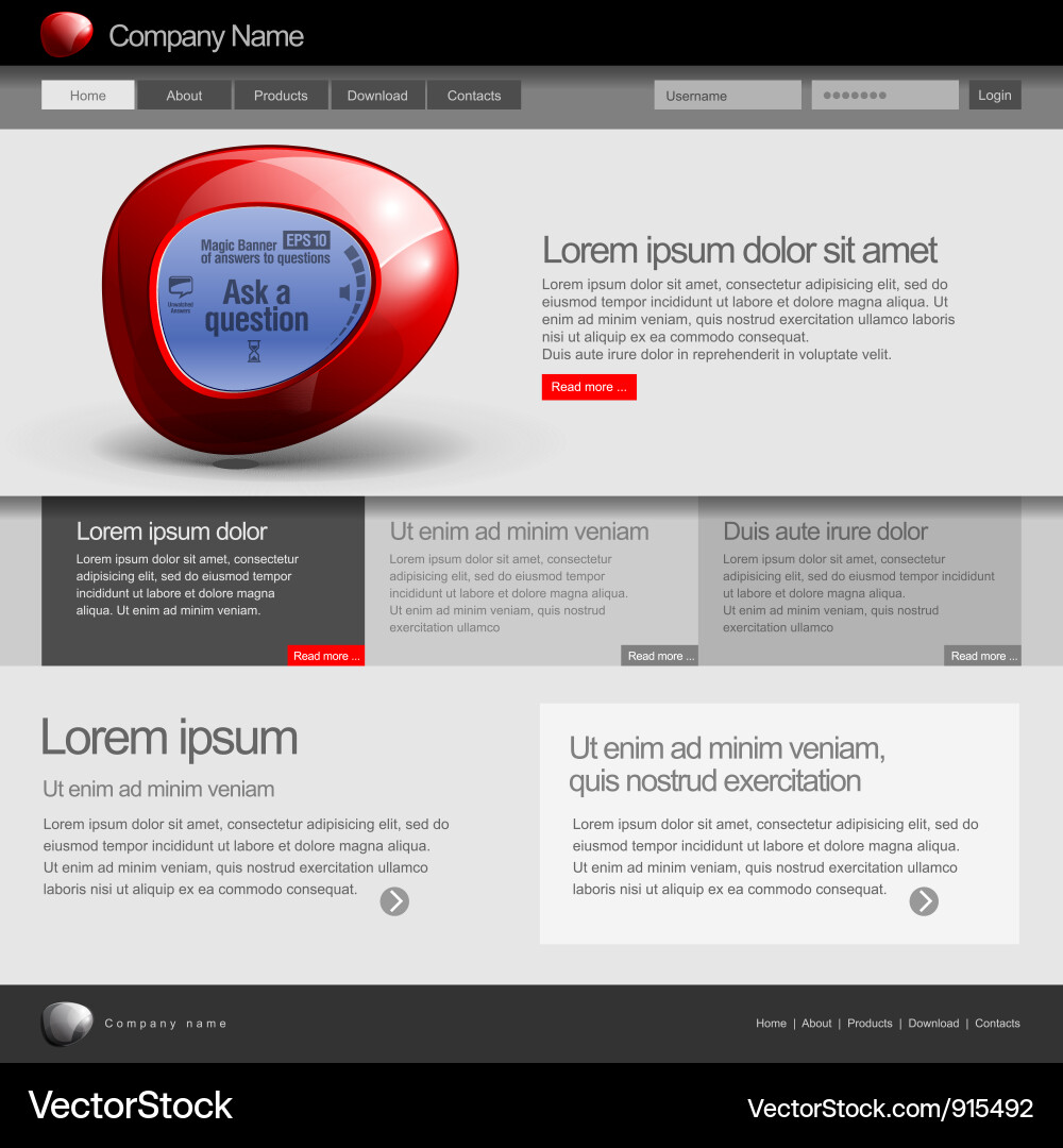 960 Grid Website Template Vector Image
