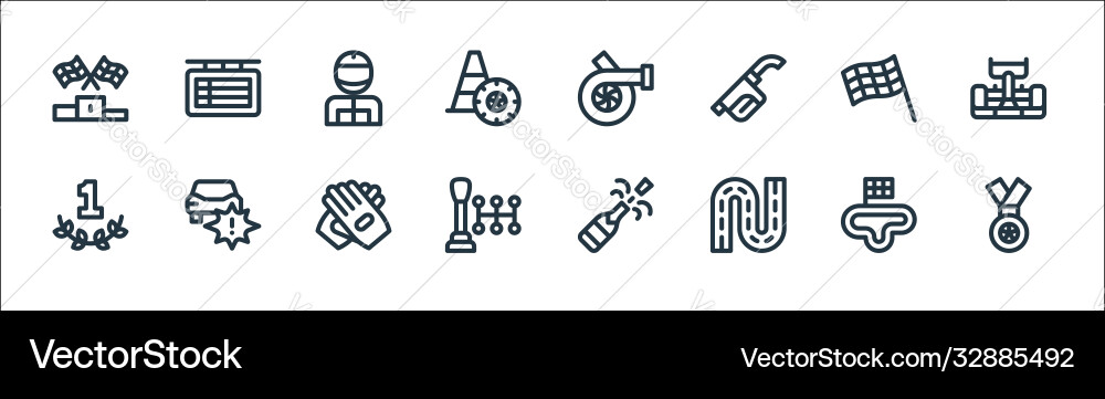 Auto racing line icons linear set quality Auto racing line icons linear set quality Vector Image