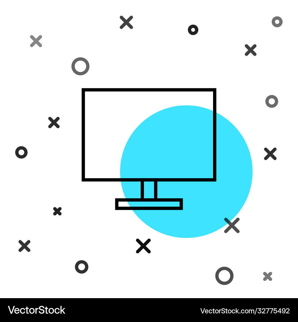 Black line computer monitor screen icon isolated Black line computer monitor screen icon isolated Vector Image