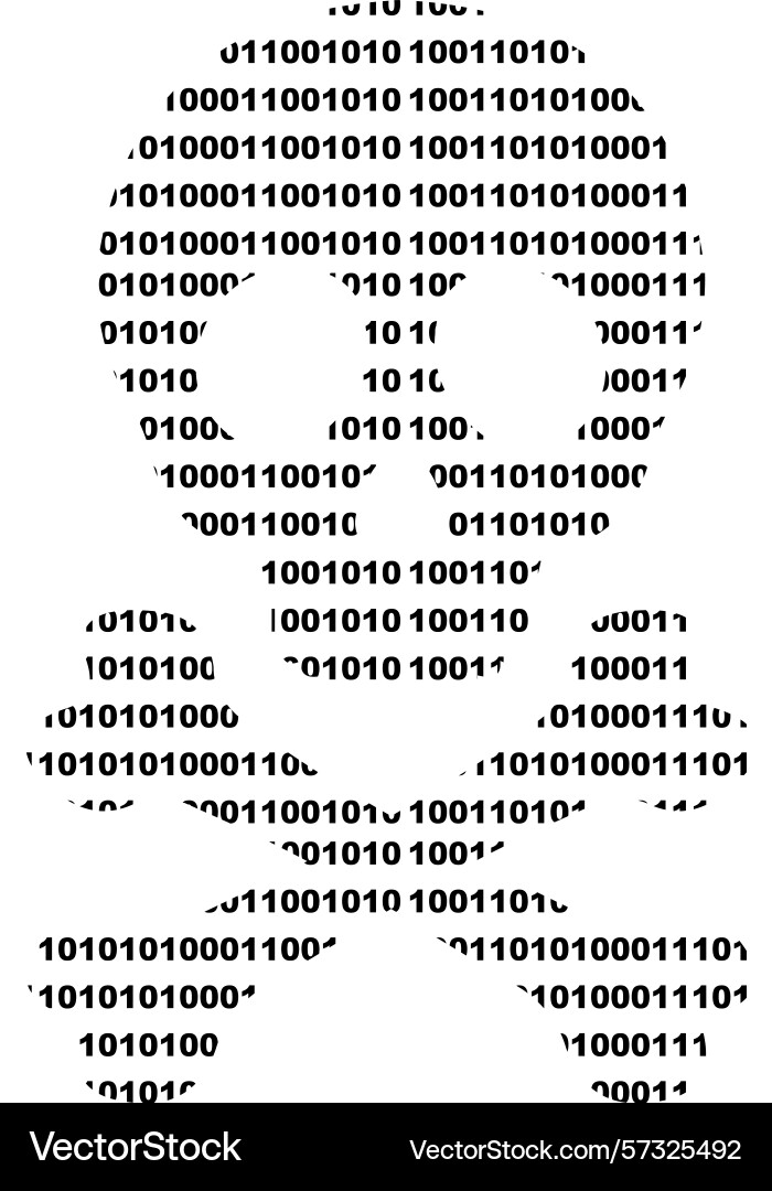 Black skull binary code Black skull binary code vector image
