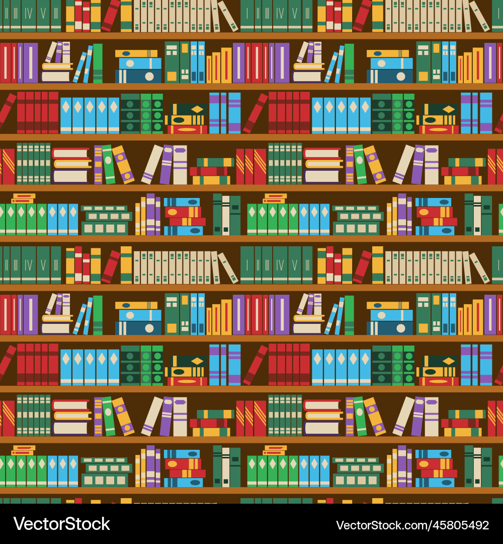 Bookshelf Pattern - Library Background vector image