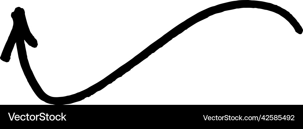 Brushstroke arrow smooth up hand drawn pointer Vector Image