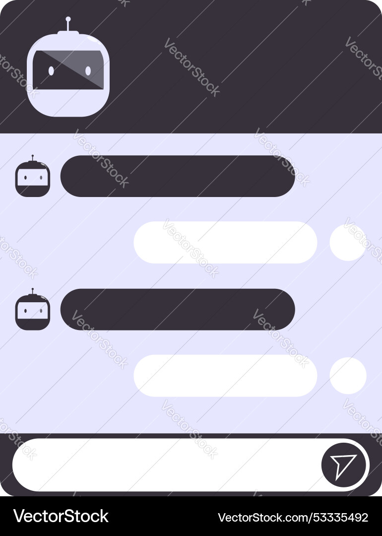 Chatbot chatting with user on smartphone screen Chatbot chatting with user on smartphone screen vector image