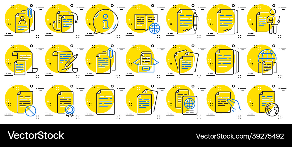 Documents line icons copy files contract Vector Image