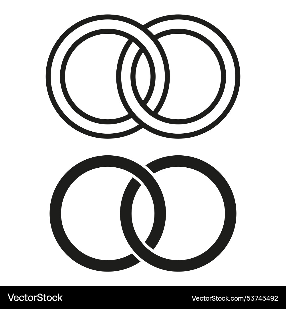 Interlocking rings icon overlapping circle shapes Vector Image