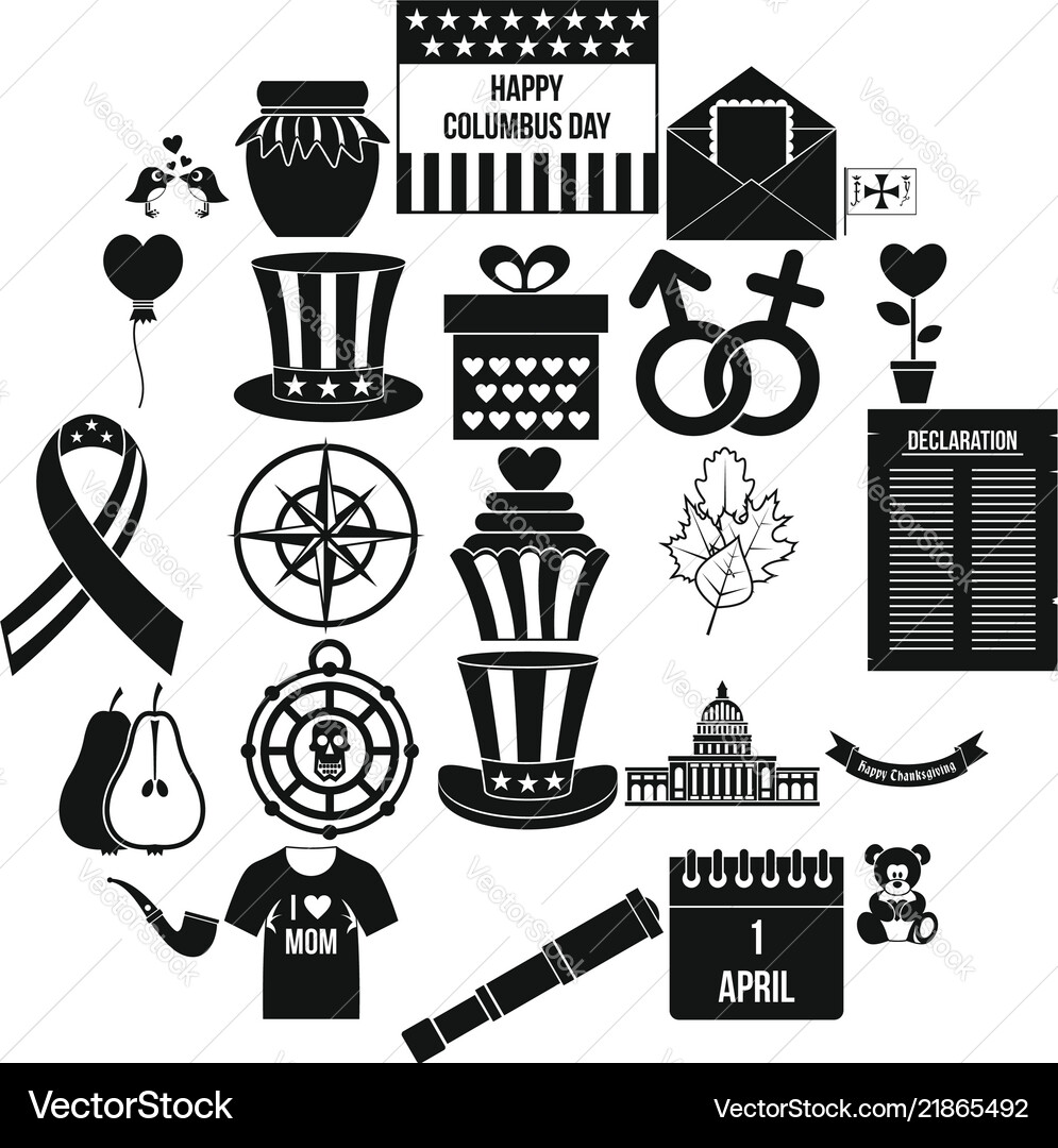 Menology icons set simple style Menology icons set simple style Vector Image