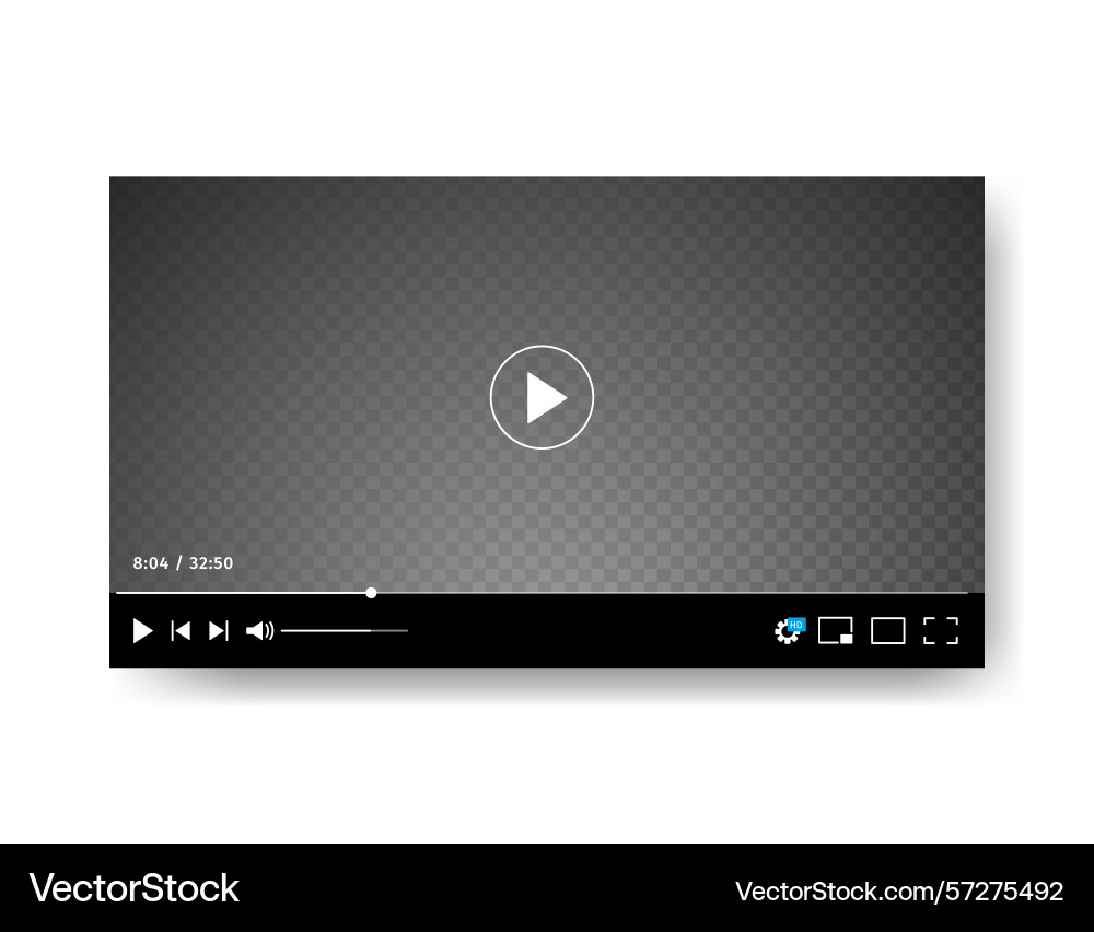 Minimal black video player ui template Minimal black video player ui template vector image