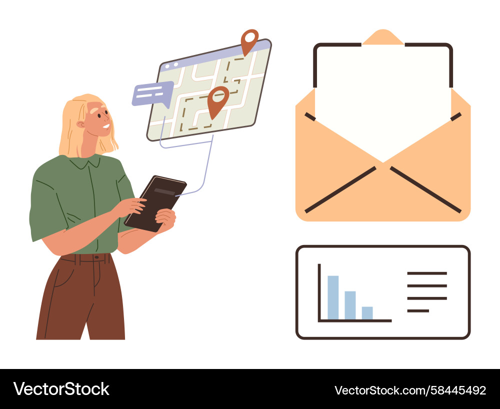 Navigation with Digital Map Vector Image