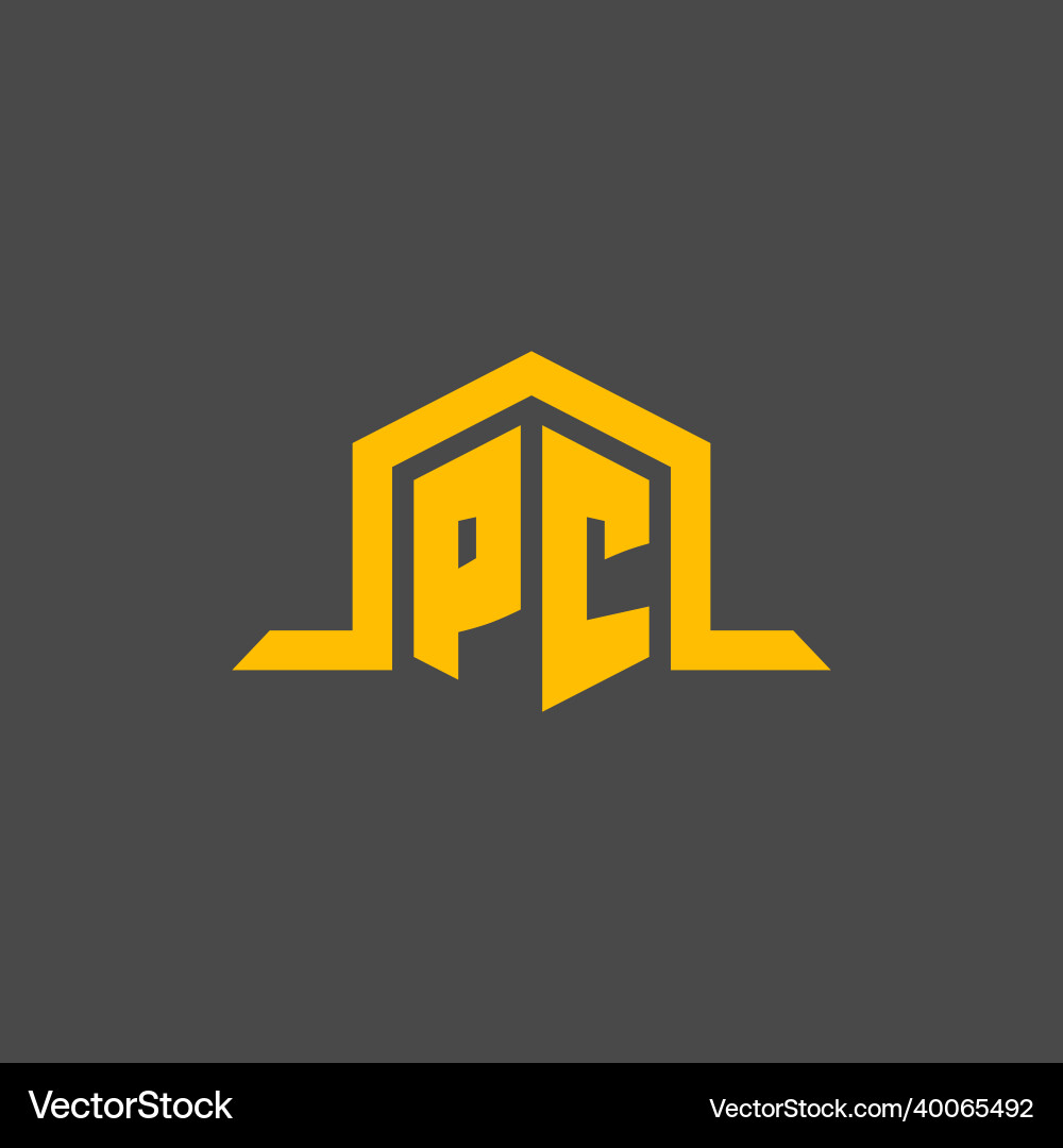 Pc monogram initial logo with hexagon style design Vector Image