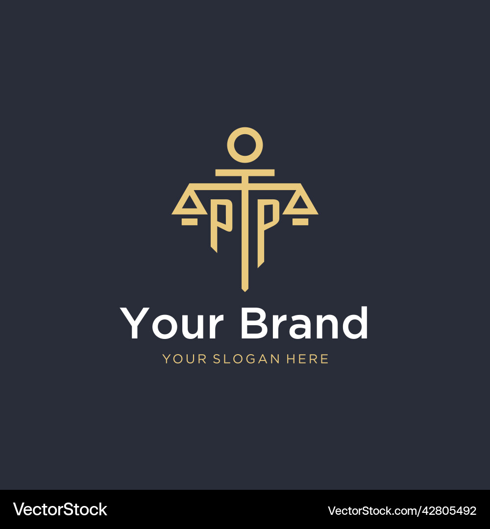 Pp initial monogram logo with scale and pillar Vector Image