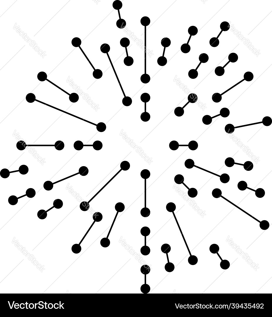 Radial radiating lines with nodes nodal points Vector Image