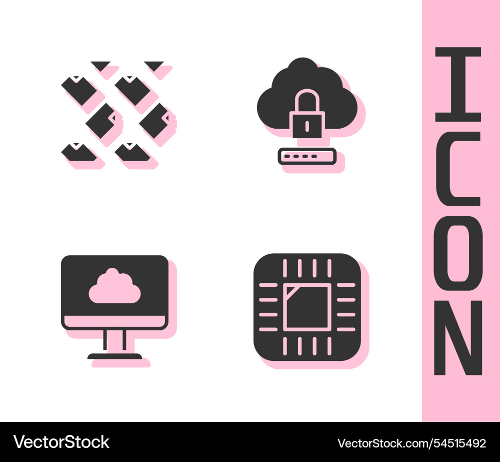Set processor with cpu data stream cloud Set processor with cpu data stream cloud vector image