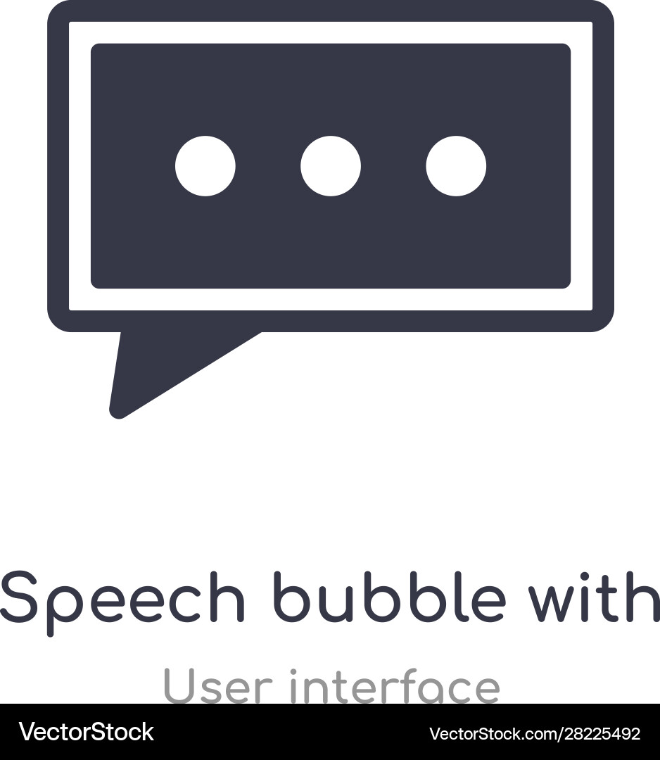 Speech bubble with three dots inside outline icon Vector Image