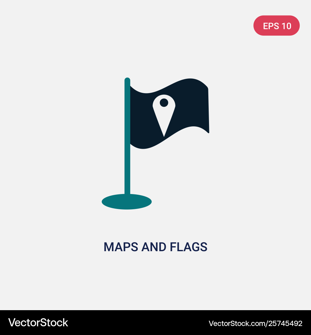 Two color maps and flags icon from concept Vector Image