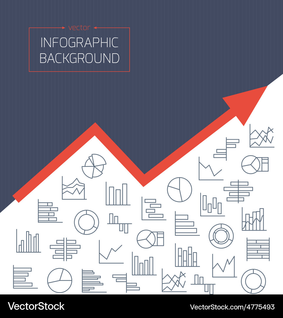 Business background with chart icons in thin lines Vector Image