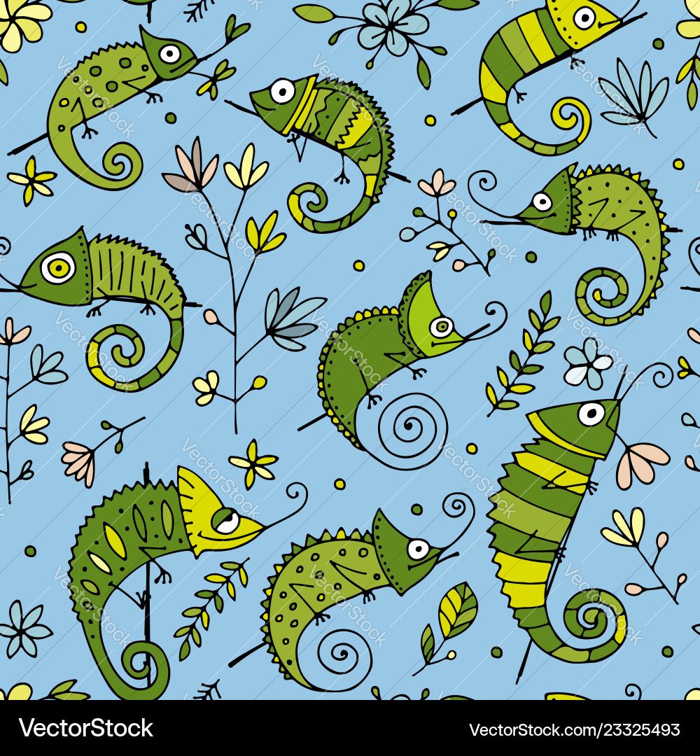 Chameleon collection seamless pattern for your Chameleon collection seamless pattern for your Vector Image