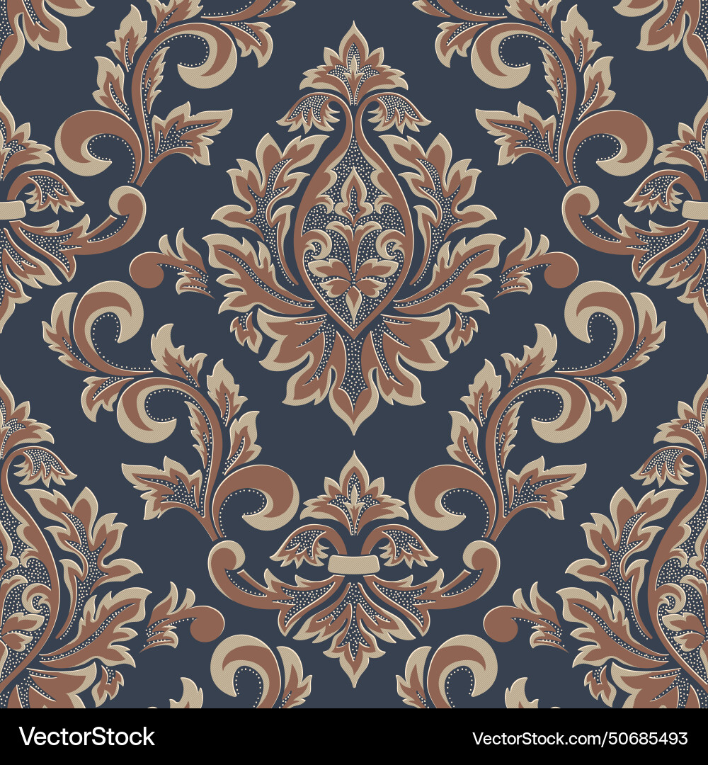 Damask seamless pattern element classical Damask seamless pattern element classical vector image