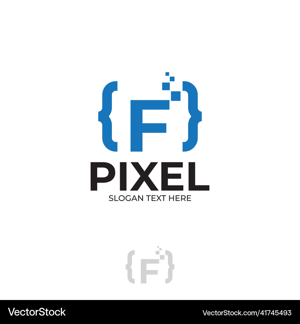Digital code logo with letter f design coding Vector Image