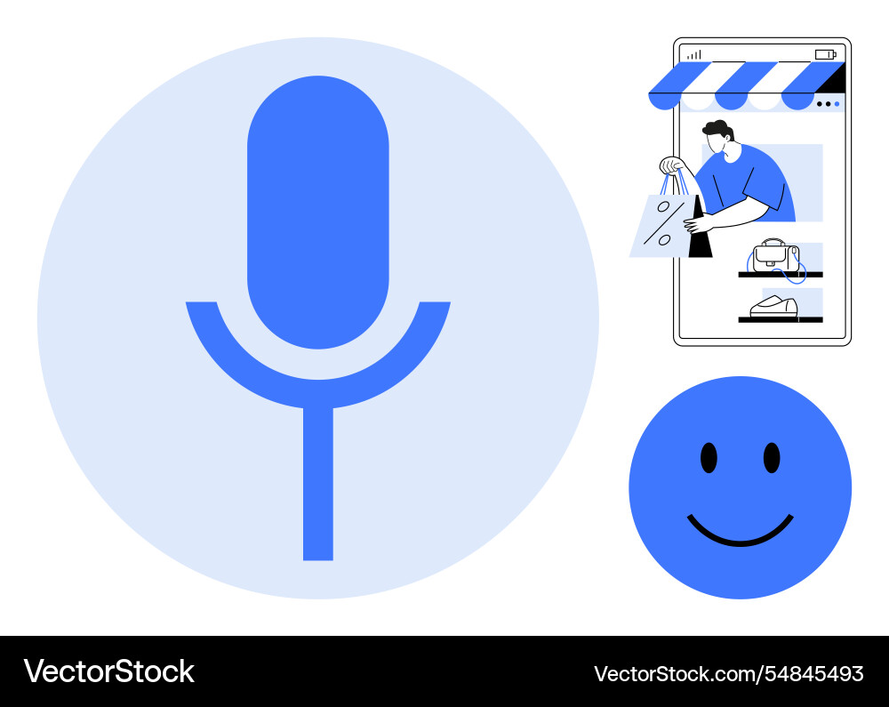Digital shopping with voice command unified user Digital shopping with voice command unified user Vector Image