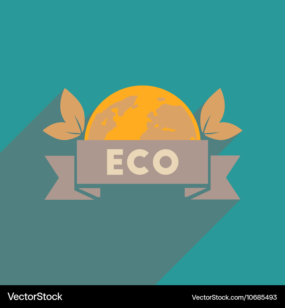 Flat web icon with long shadow eco symbol Vector Image