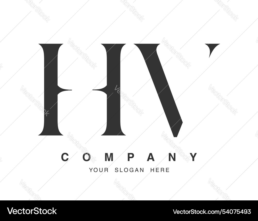 Hv logo design initial letter h and v serif font Vector Image