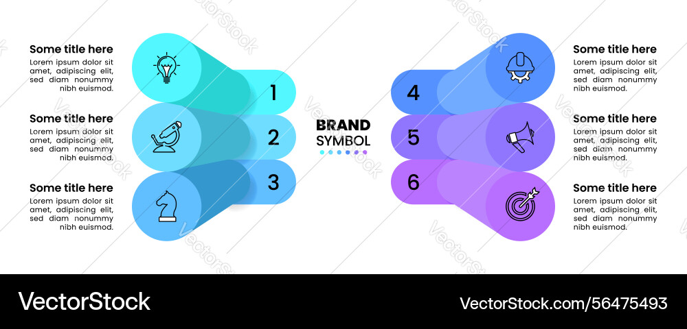 Infographic template columns with icons and 6 Infographic template columns with icons and 6 vector image