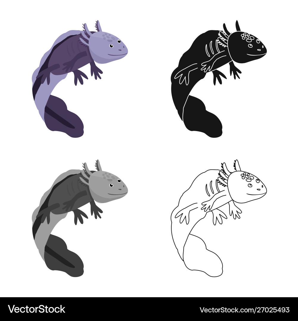 Isolated object lizard and axolotl logo set Vector Image