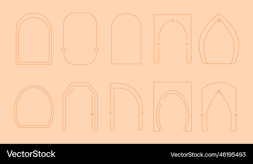 Line arch frames minimal shapes oval border Line arch frames minimal shapes oval border vector image